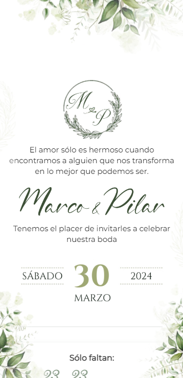 Invitación Marco y Pilar